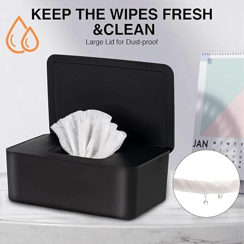 Baby Wipes Dispenser, Wipe Holder for Baby & Adult,Keeps Wet Tissue Fresh, Non-Slip Wipes Case, Flushable Wipe Container with Sealing Design Lid thumbnail 5