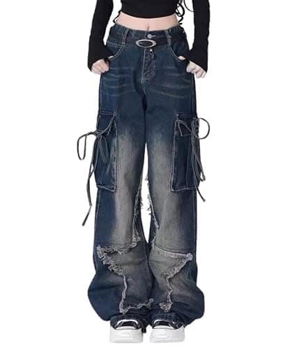 Hugboom Baggy Pants for Women Girls Cute Jeans Y2k Pants Star Straight Leg Streetwear Clothing - Image 1