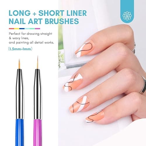 SAVILAND 6PCS Nail Art Brushes Set – Multifunctional Nail Brushes for Nail Art Nail Design Brush Gel Nail Brush for Nail Extension Nail Art Liner Brush 3 Sizes Dotting Tools for DIY Christmas Gift thumbnail 4