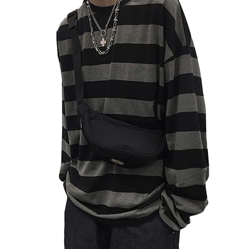 Unisex Oversized Stripe Long Sleeve T Shirts Gothic Harajuku Loose Crew Neck Summer Tee Tops - Image 1