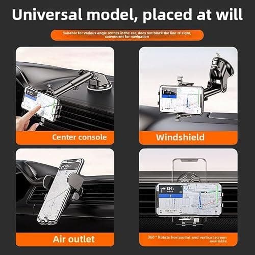 Flexible 2 in 1 Windshield Mobile Phone Holder Strong Sticky Gel Pad Stable Car Phone Mount Holder,360° Adjustable Mount, Cell Phone Holders for Your All Car Models for Dashboard Vent, thumbnail 2