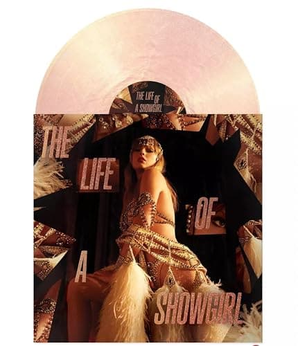 The Life Of A Showgirl Opaque Pink & Pale Yellow With Gold Shimmer Record Includes Lyric Booklet & Poster thumbnail 2
