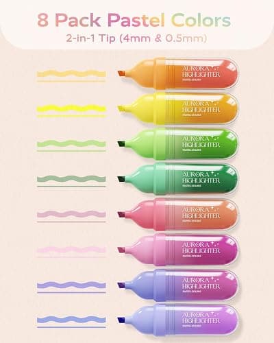 Four Candies 8 Pcs Highlighters Assorted Colors, Cute Pastel Highlighter Set, Quick-Dry, Soft Chisel Tip, No Bleed Highlighter, Aesthetic Highlighters for Christmas thumbnail 2