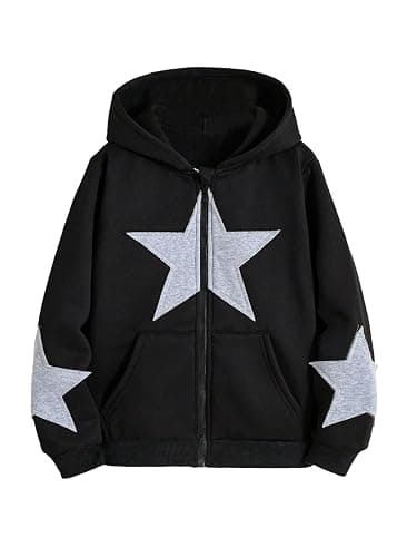 SOLY HUX Girl's Y2k Zip Up Hoodies Star Graphic Hooded Sweatshirt Casual Jackets Streetwear - Image 1