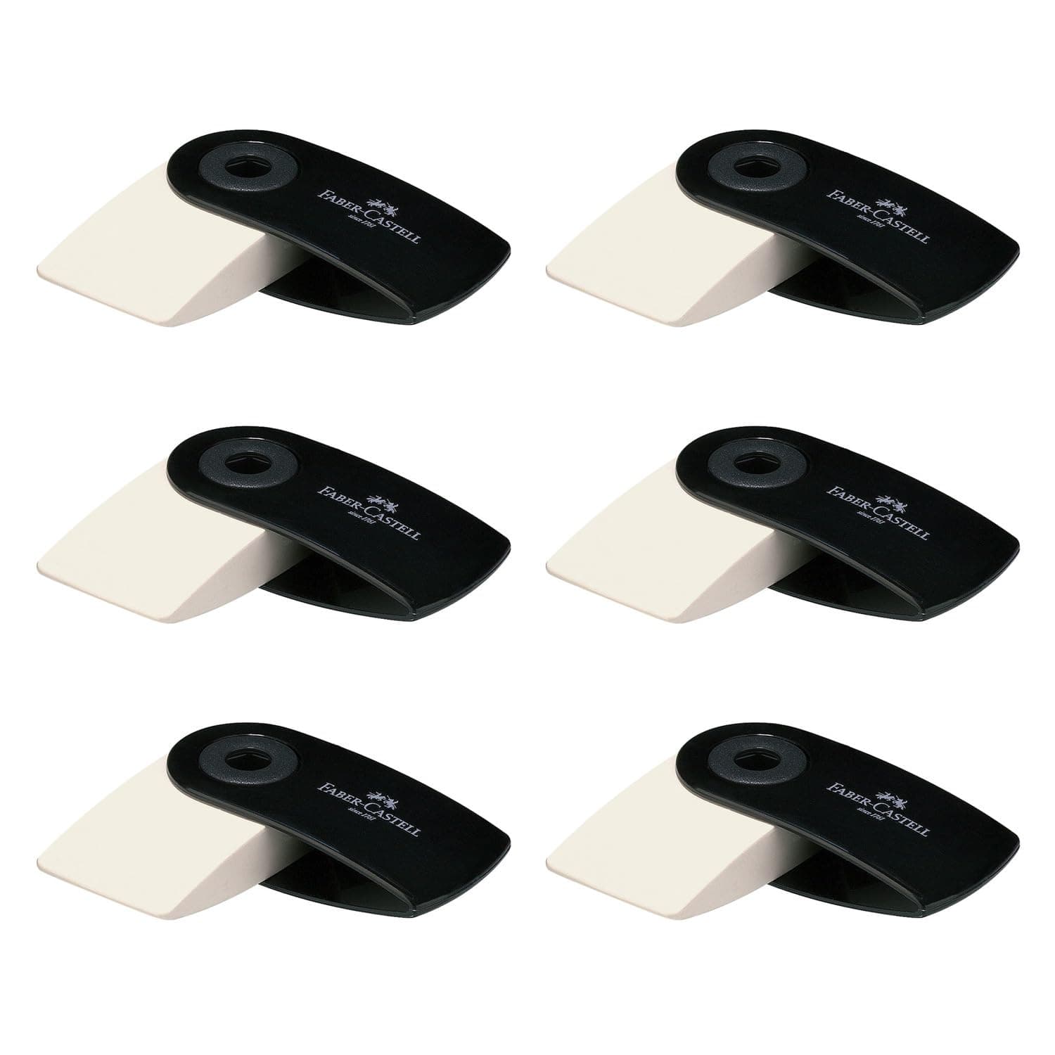 Faber-Castell 205076 - Eraser Sleeve Mini, Black, 6 Pieces - Image 1