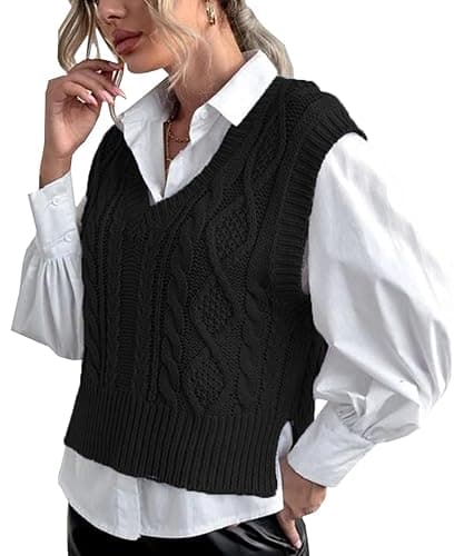 Sweater Vest for Women V Neck Sleeveless Knit Solid Casual Ribbed Preppy Pullover Tops thumbnail 4