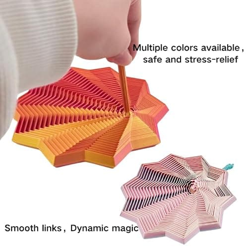 3D Printed Fidget Star Toy, Transformable Stress Relief Finger Toy with Knob Handle for Adults & Kids, 10.6cm Anti-Anxiety Sensory Play Middle Finger Handle (Red and Blue, 3.5in) thumbnail 3