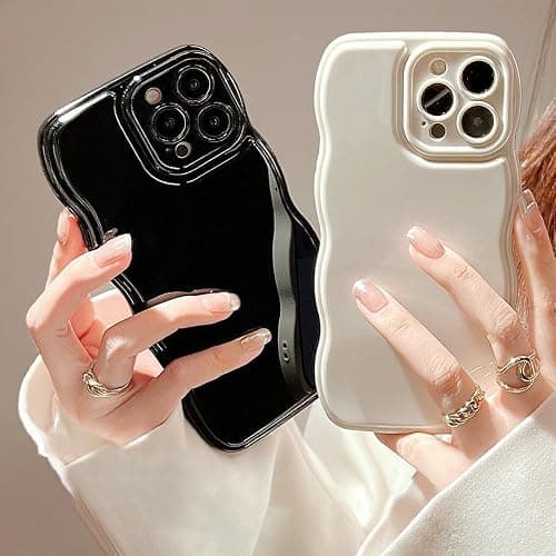 FABSPARK Phone Case for iPhone 15 Pro Max Case,Simple Wave Design Wavy Frame Soft Silicone Aesthetic for iPhone 15 Pro Max,Beige thumbnail 5