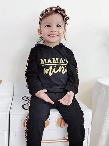Yvowming Newborn Baby Girl Clothes Outfits Infant Hoodie Sweatshirt Pants Headband Toddler Girl Clothing Set thumbnail 2