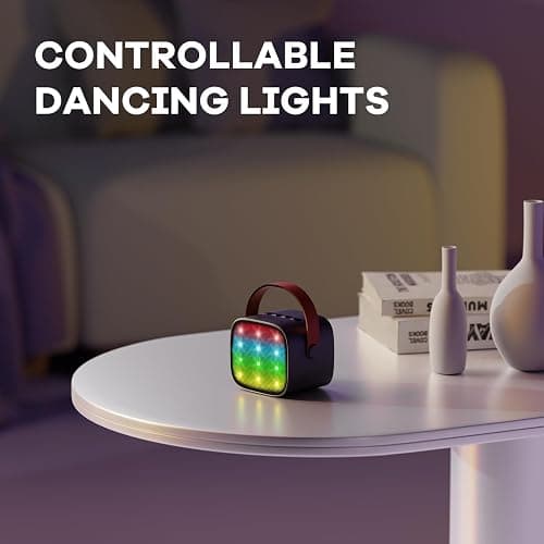 YLL Mini Karaoke Machine with 2 Wireless Microphones for Kids Adults, Portable Bluetooth Speaker, 2025 Top Christmas Birthday Gift for Boys Girls 3, 4, 5, 6, 7, 8, 9, 10, 12+ Years Old Toddler (Black) thumbnail 9