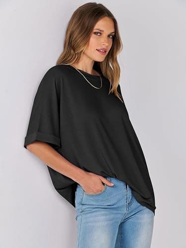 ANRABESS Womens Tops Summer Short Sleeve Oversized T Shirts 2026 | Crewneck Casual Loose Basic Tee Shirt, Business Casual Work Outfits, Travel Daily Wear, ALL-Seasons Clothes thumbnail 7