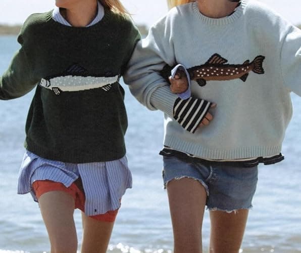 Y2k Fish Graphic Crochet Chunky Sweater Women Vintage Cottagecore Oversized Streetwear thumbnail 3