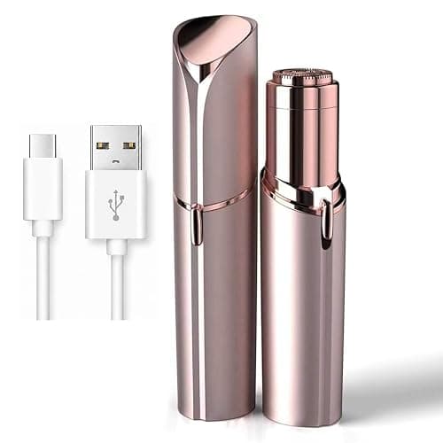 Rechargeable Facial Hair Removal for Women - as Seen on TV Painless Face Shaver - Electric Hair Remover for Face Lips Peach Fuzz with Light (Rose Gold) - Image 1