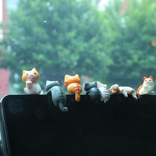 GGSTDDUP Cute Cat Car Interior Accessories Dashboard Decorations, 29 Piece Car Dash Decor Rearview Mirror Ornament Cute Pussy Figures Anime Decor for Car Home Garden Office thumbnail 4