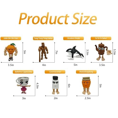 Sarcidery Brainrot Toys,Large Poseable Italian Brainrot Toys,Brainrot Action Figures for Kids,Steal a Brainrot for Fun Desk Display, Collecting & Parent‑Child Playtime Gifts（7Pcs 2） thumbnail 3