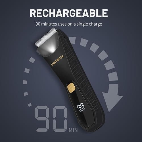PRITECH Manscape Body Hair Trimmer - Waterproof Pubic Hair Ball Trimmer, Ceramic Blade Shavers Electric Razors for Men with USB-C Charging, Wet/Dry Use, Nick-Free Mens Grooming Kits, Gifts for Men thumbnail 4