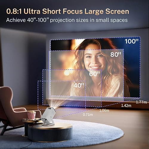 Mini Projector 1080P 4K Support with WiFi 6 and Bluetooth 5.4, Auto Keystone, Android 11, Short Throw Smart Video Projector 270° Rotatable, Compatible with HDMI/USB/iOS LYNCAST VisualCube 300 thumbnail 4