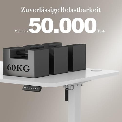 Airfish Bureau réglable en hauteur 100x60cm avec prise USB, bureau réglable en hauteur électrique avec fonction mémoire, 73-118cm, blanc thumbnail 8