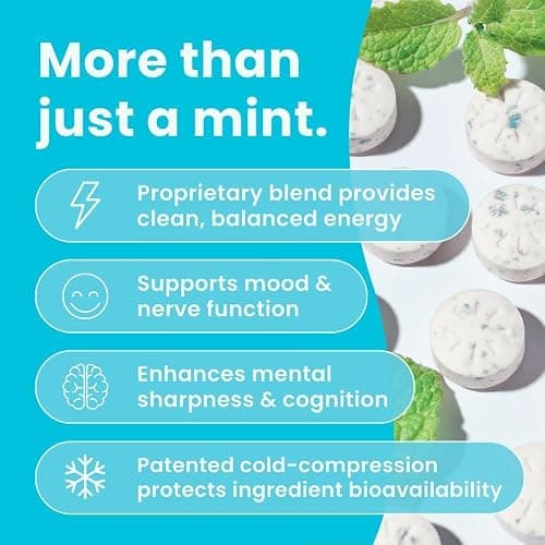 NeuroGum Energy & Focus Mints (72 Count-6 Pack, Peppermint) | 40mg Natural Caffeine + L-Theanine + Vitamin B12 & B6 | Sugar Free Nootropic Cognitive Brain Performance Supplement thumbnail 2