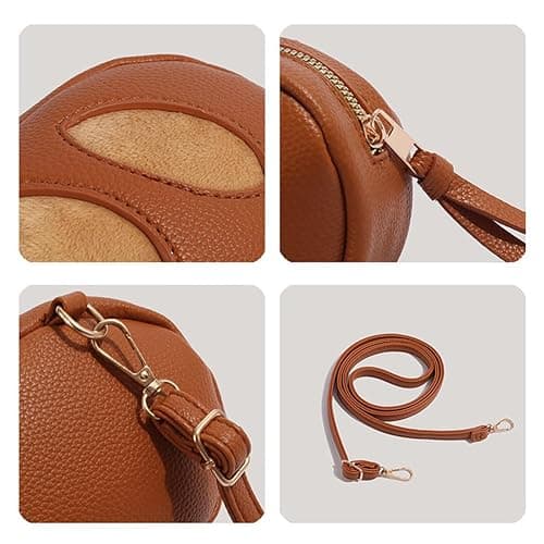 Plush Toast Loaf Bread Crossbody Purse, Leather Cute Food Baguette Makeup Bag, Novelty Funny Mini Hotdog Pencil Shoulder Bag thumbnail 2