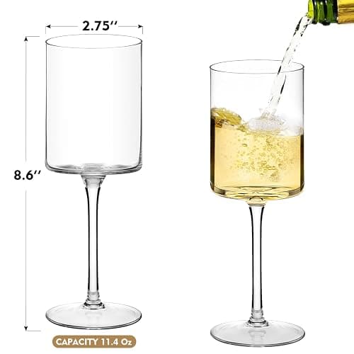 Chouggo Square Wine Glasses Set of 6, Hand Blown Crystal Red Wine or White Wine Glass 11.4Oz - Hand Crafted by Artisans - Gifts for Women, Men, Wedding, Anniversary, Christmas, Birthday thumbnail 3