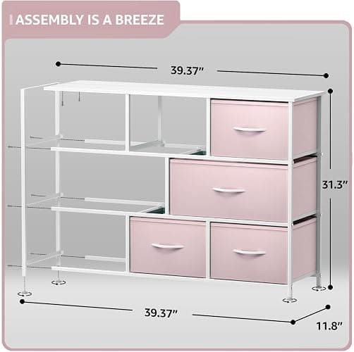 Sorbus Kids Dresser with 8 Drawers - Chest Organizer Unit with Steel Frame Wood Top & Handle, Fabric Bins for Clothes - Wide Furniture for Bedroom Hallway Kids Room Nursery & Closet thumbnail 3