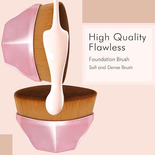Foundation Brush, Daubigny Perfect Makeup Brush for Face Blush Liquid Powder Foundation Brush for Blending Liquid, Cream or Flawless Powder Cosmetics with Protective Case (Rose Golden) thumbnail 4