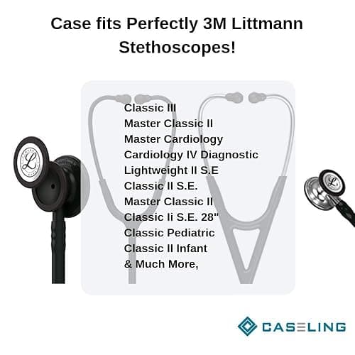 caseling Stethoscope Case For 3M Littmann Classic III, Lightweight II S.E, Cardiology IV Diagnostic, MDF Acoustica - Hard Case for Medical Tools with Pocket for Nurse Accessories - EVA Nursing Holder thumbnail 7