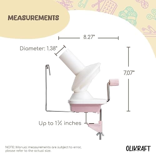 Olikraft Manual Yarn Winder | Yarn Ball Winder, Roller, Baller Crochet Spinner for Crocheting | Clamp for 1 3/4" Surfaces | Create Cakes up to 4oz thumbnail 4