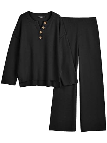LILLUSORY Women's 2 Piece Lounge Sets Oversized Slouchy Matching Cozy Knit Sets - Image 1