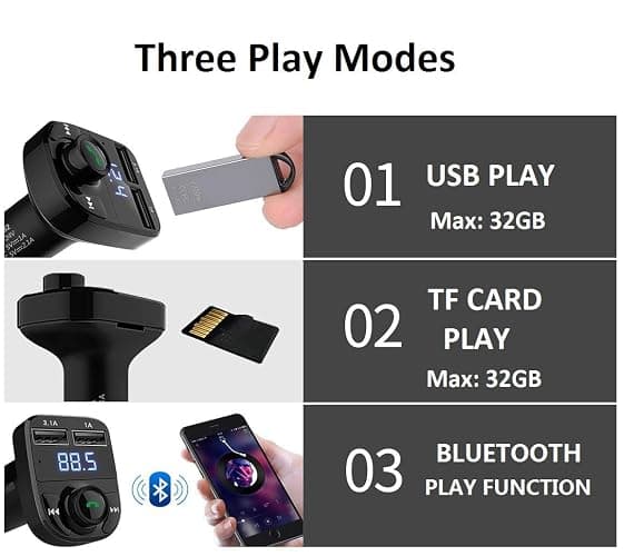 Handsfree Call Car Charger, Wireless Bluetooth 5.3 FM Transmitter Radio Receiver, MP3 Audio Music Adapter, Dual USB Port, LED Display Voltage and FM Frequency, Compatible for All Smartphones thumbnail 9