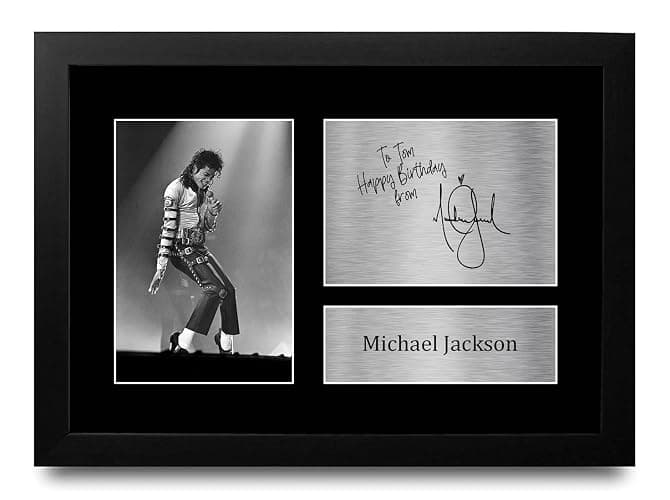 HWC Trading Michael Jackson Personalised Gift - Signed Autograph Picture, Framed A4 Music Memorabilia with Custom Name Message for Birthday Christmas Wedding - Image 1