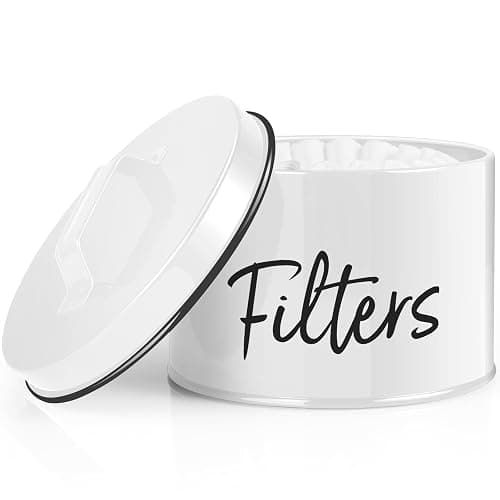 DRASTAR Coffee Filter Holder, Filter Storage with Lid for Counter, Storage Basket Container for Coffee Bar Accessories Decor, White - Image 1