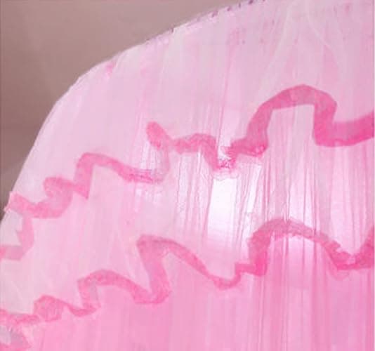 Kertnic Mosquito Net Bed Canopy for Girls, Princess Canopy Bed Curtain Fine Sheer Mesh Dome Bed Canopies, Kids & Adults Lace Tent for Twin Full Queen King Bed (Pink) - Pink thumbnail 6