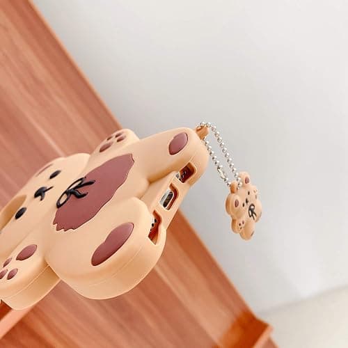 Yatchen Bear Case Compatible with iPhone 15,Kawaii Phone Cases Cute 3D Cartoon Teddy Bear with Keychain Women Girls Soft Silicone Shockproof Cover for iPhone 15 thumbnail 3