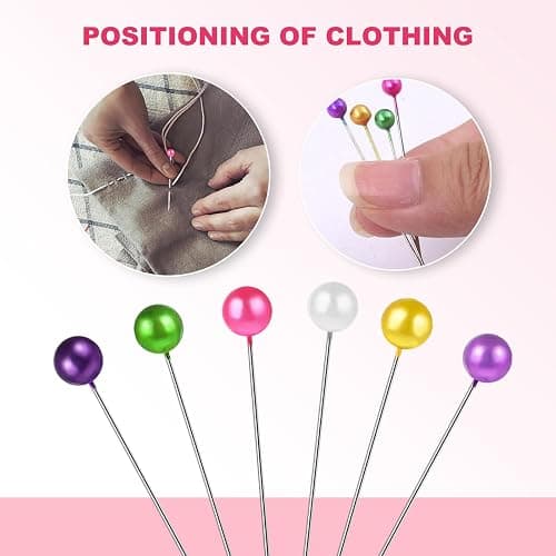 DEELOO Sewing Pins, 350 Pack, Stainless Steel & Pearl, Colored Ball Heads, 3.8cm, Sharp & Easy to Grip thumbnail 5