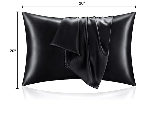BEDELITE Satin Pillowcase for Hair and Skin, Super Soft and Cooling Similar to Silk Pillow Cases 2 Pack with Envelope Closure, Gift for Women Men(20"x26" Standard Size, Black) thumbnail 3
