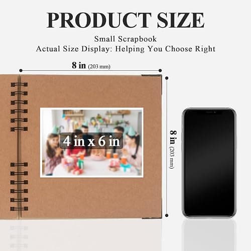 Scrapbook Album, 8 x 8 Inch Scrap book, 60 Brown Blank Pages Scrapbooks, Hardcover Photo Album Scrapbook, Kraft Paper Memory Book, Traveling, Birthday & Holiday Gifts. thumbnail 3