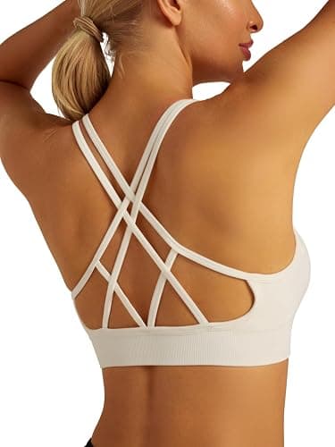 RUNNING GIRL Sports Bras for Women Pack Criss Cross Back Sexy Strappy Sports Bra Seamless Padded Yoga Bra with Removable Cups thumbnail 4