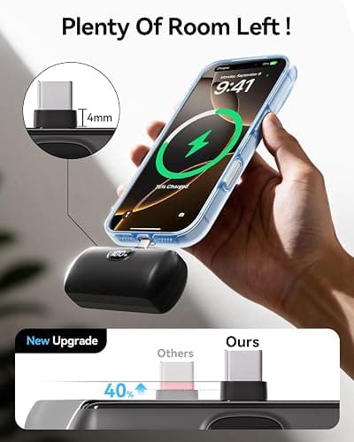 golioklsy [2 Pack Mini Portable Charger USB C, 5000mAh Cell Phone Portable Power Bank, 22.5W Max Fast Charging Battery Pack for iPhone17/16/15/Android etc, Travel Essential, LCD Display, Black&Black thumbnail 4