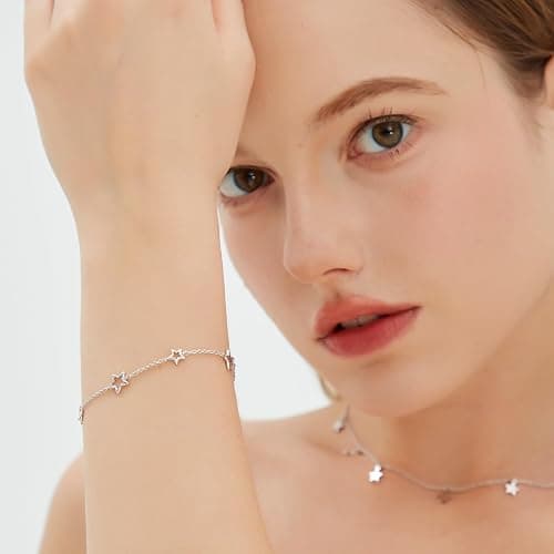 JSGEMSLEE Love Heart Star Butterfly Bracelet for Women Stackable Silver Chain Link Bracelets for Women Trendy Thanksgiving Christmas Gifts Jewelry thumbnail 2