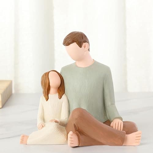 Hensonever Father and Daughter Figurines, Dad Daughter Statues, Sculpted Hand-Painted Figures Gifts for Father’s Day Anniversary Birthday thumbnail 6
