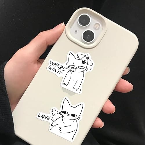 50PCS Funny Black White Cat Meme Stickers for Adults – Cute Emotional Cats Vinyl Decals for Laptop, Water Bottle, Phone Case, Scrapbook, Notebook, Journal – Aesthetic Waterproof Sticker Pack thumbnail 4