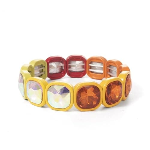 ZYEUGYXA Colorful 15mm Crystal Elastic Bracelet Enamel Stretch Rhinestone Bangle Tile Bead Bracelet For Women thumbnail 4