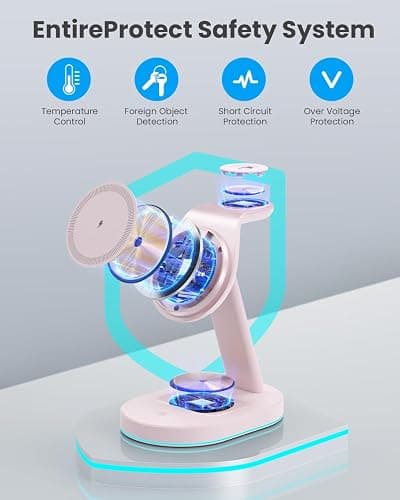 3 in 1 Wireless Charger Charging Station for iPhone,Qi2 Certified 15W Magnetic Charging Stand for Mag-Safe with 30W USB C Adapter&Friendly Night Light for iPhone 16/15/14/13/12,Apple Watch,AirPods thumbnail 5