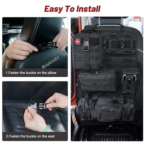 Universal Tactical Vehicle Back Seat Organizer with 5 Molle Pouch Molle Pouches Truck Seat Organizer Tactical Gear for Car Truck Ford Jeep Vehicle thumbnail 5