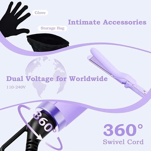Birthday Gifts for Women, Ufree 5 in 1 Curling Iron with Interchangeable Ceramic Barrels (0.35"-1.25"), Curling Wand Set with Flat Iron Hair Straightener, Instant Heat Up, Dual Voltage Hair Curler thumbnail 5