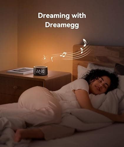 Dreamegg Sound Machine for Sleep - D1 Nova White Noise Sound Machine for Baby Adult with Alarm Clock, Soothing Sounds, Dimmable, White Noise Alarm Clocks for Bedrooms Heavy Sleepers Travel, Black thumbnail 4