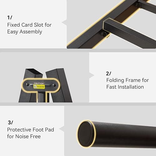 Susalt Metal Bed Frame Queen Size - 14 Inch Platform Bed Frame with Headboard/Heavy Duty Sturdy Mattress Foundation/No Box Spring Needed/Easy Assembly, Black, Queen thumbnail 5