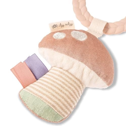 Itzy Ritzy Teething Activity Toy - Bitzy Busy Ring Features Braided Teething Ring and Dangling Toys; Includes Teether, Textured Ribbons, Crinkle Sound & Jingle Bell, Bunny RNG8497 thumbnail 3